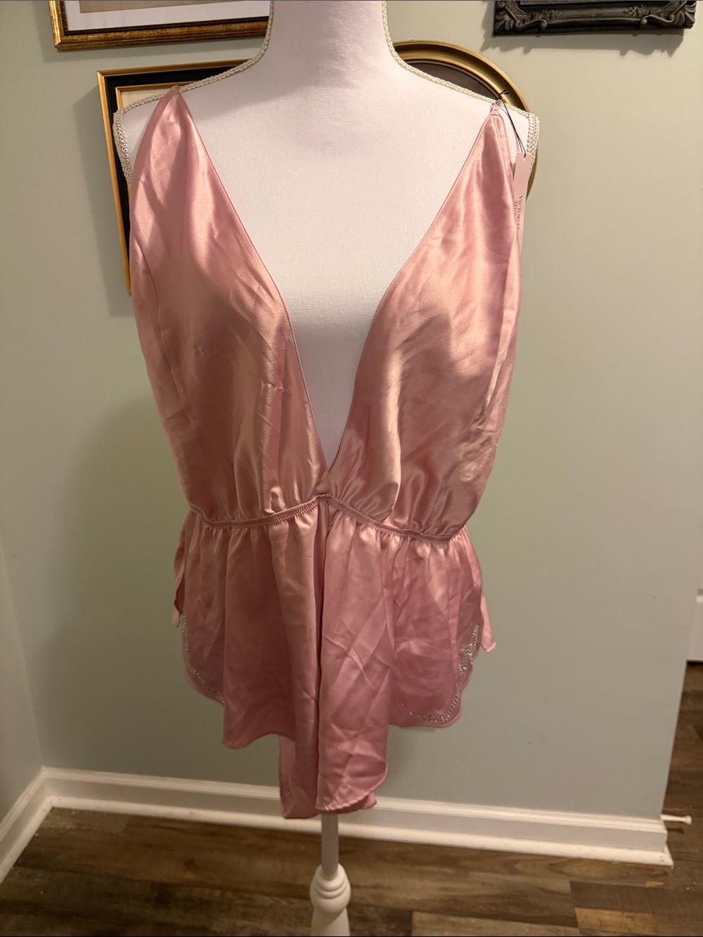 Victoria's Secret Pink Satin Deep-V Chemise